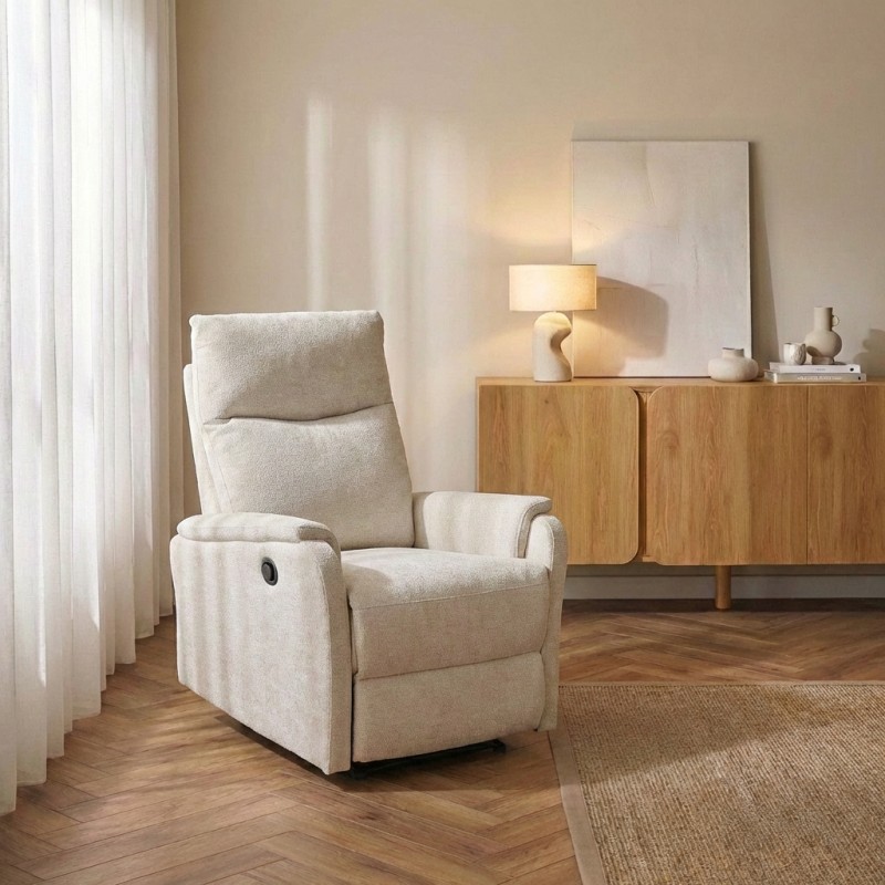Fauteuil relax électrique ARGOLI tissu beige 1 place