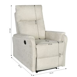 Fauteuil relax électrique ARGOLI tissu beige 1 place