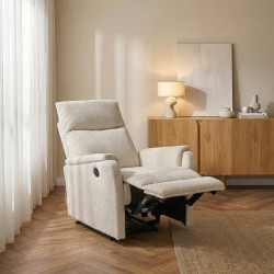 Fauteuil relax électrique ARGOLI tissu beige 1 place