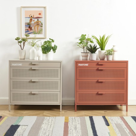 Kommode PANTONE, 4 Schubladen, Metall, terrakottafarben, 80 cm