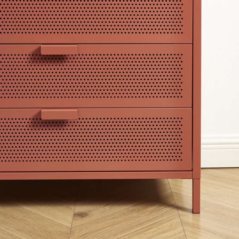 Commode PANTONE 4 tiroirs métal terracotta 80cm