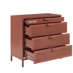 Commode PANTONE 4 tiroirs métal terracotta 80cm