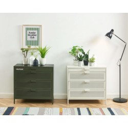 Commode PANTONE métal 4 tiroirs vert olive 80cm