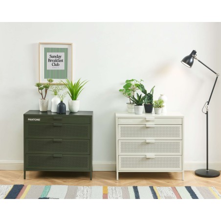 Commode PANTONE métal 4 tiroirs vert olive 80cm