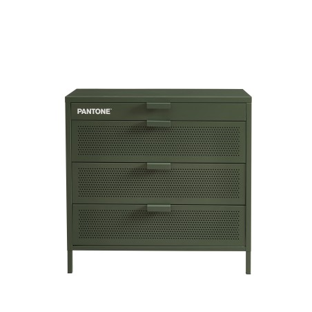 Commode PANTONE métal 4 tiroirs vert olive 80cm