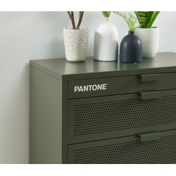 Commode PANTONE métal 4 tiroirs vert olive 80cm