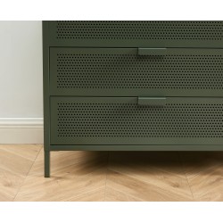 Commode PANTONE métal 4 tiroirs vert olive 80cm