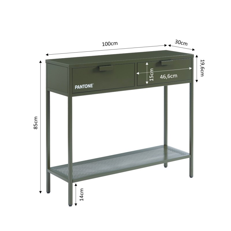 Konsole PANTONE dunkelolivgrünes Metall 100 cm