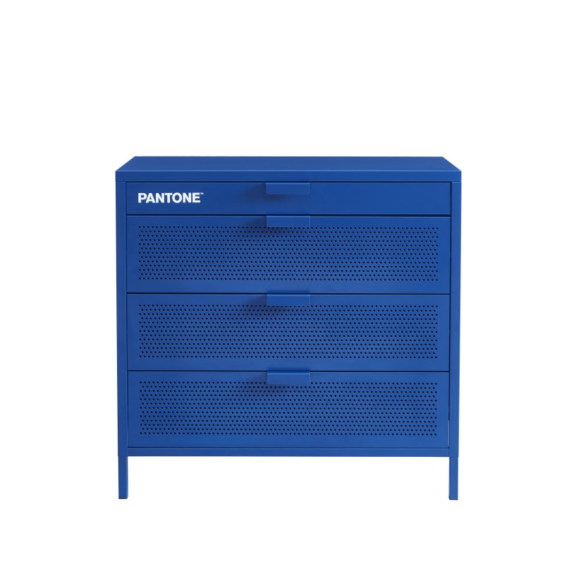 Comò PANTONE in metallo a 4 cassetti blu elettrico 80 cm