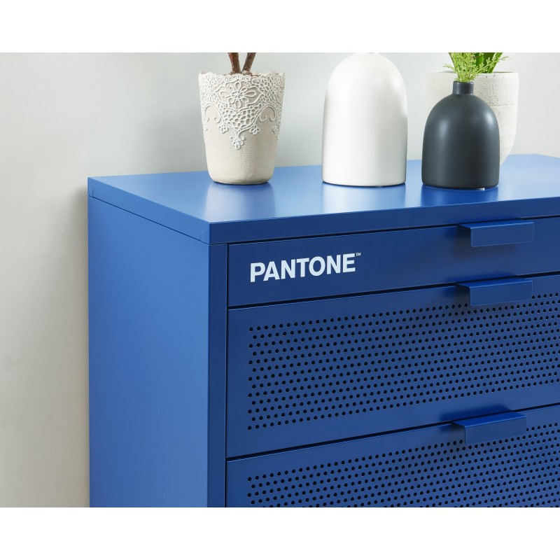 Comò PANTONE in metallo a 4 cassetti blu elettrico 80 cm