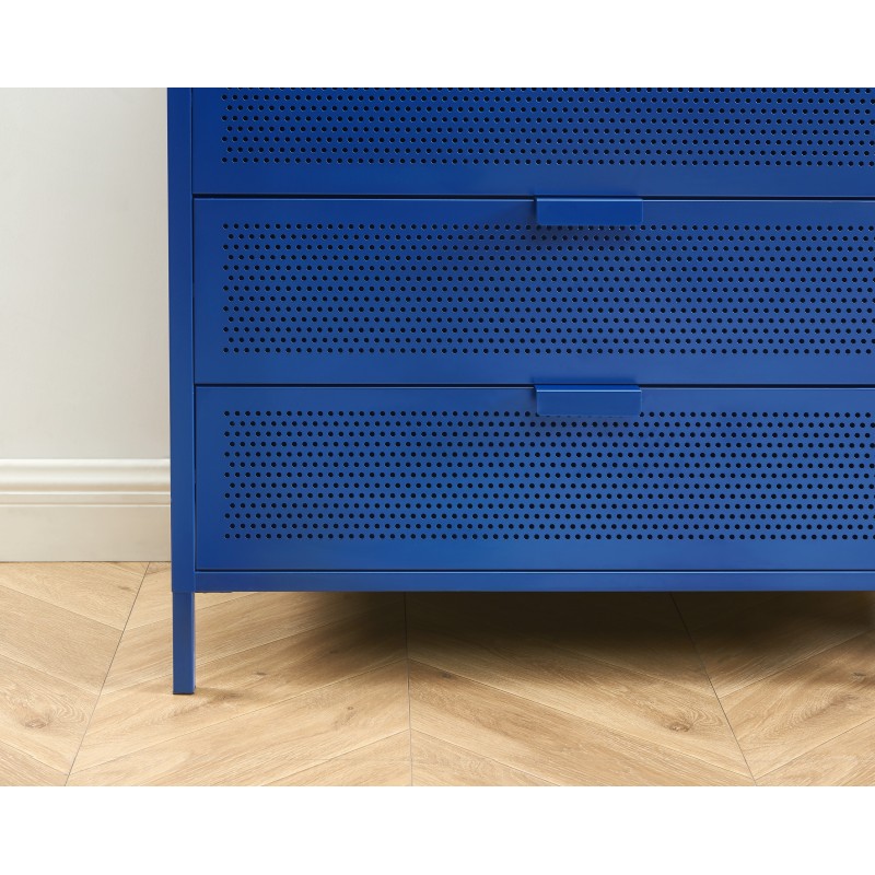 Comò PANTONE in metallo a 4 cassetti blu elettrico 80 cm