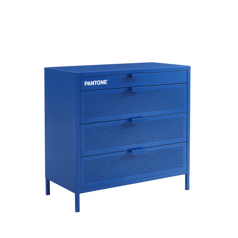Comò PANTONE in metallo a 4 cassetti blu elettrico 80 cm