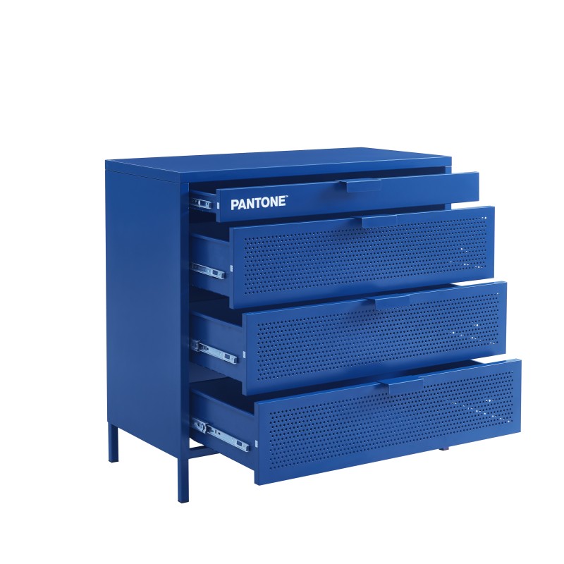 Comò PANTONE in metallo a 4 cassetti blu elettrico 80 cm
