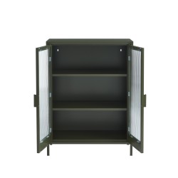 Buffet PANTONE vert olive foncé portes en verre cannelé 75cm