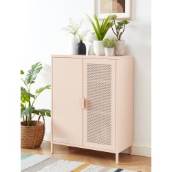 Credenza PANTONE in metallo rosa cipria a 2 ante 75 cm