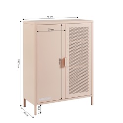 Credenza PANTONE in metallo rosa cipria a 2 ante 75 cm