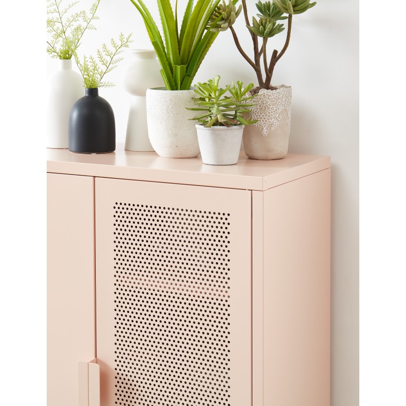 Credenza PANTONE in metallo rosa cipria a 2 ante 75 cm