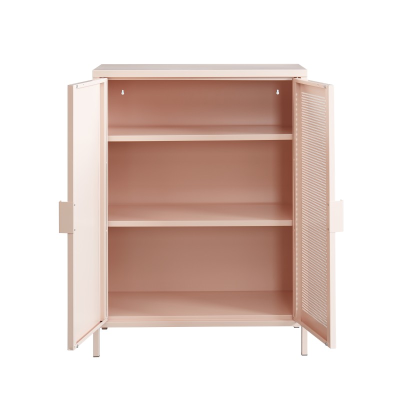 Credenza PANTONE in metallo rosa cipria a 2 ante 75 cm