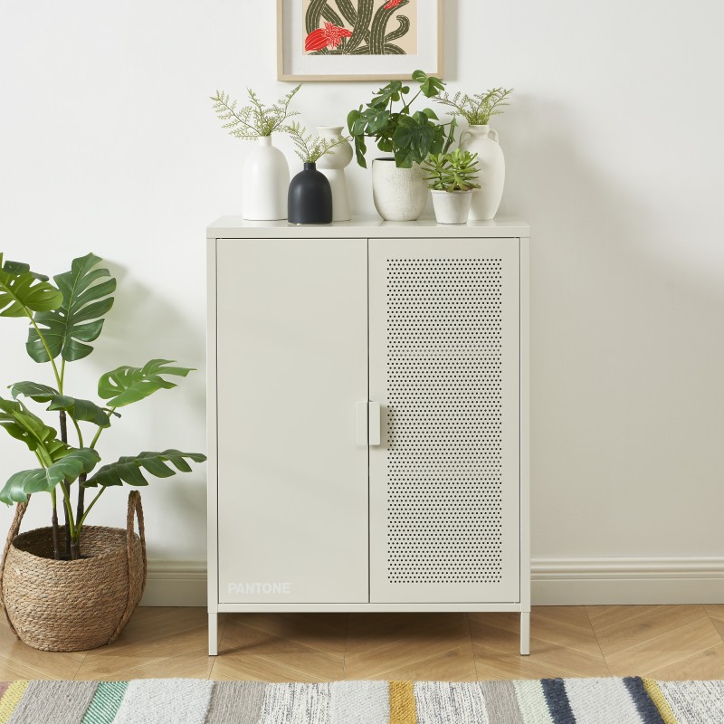 Sideboard PANTONE, sandbeiges Metall, 2 Türen, 75 cm