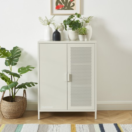 Sideboard PANTONE, sandbeiges Metall, 2 Türen, 75 cm