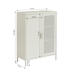 Sideboard PANTONE, sandbeiges Metall, 2 Türen, 75 cm