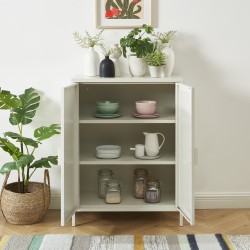 Sideboard PANTONE, sandbeiges Metall, 2 Türen, 75 cm