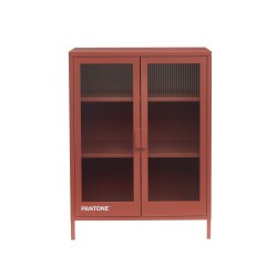 Buffet PANTONE terracotta portes en verre cannelé 75cm