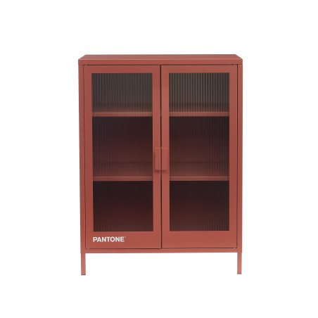 Credenza PANTONE terracotta con ante in vetro scanalato 75 cm