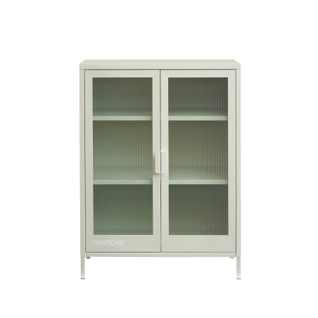 Buffet PANTONE beige sable portes en verre cannelé 75cm