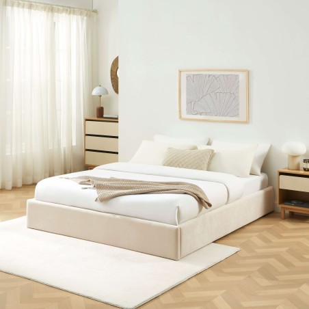 Letto contenitore IVY 160x200 tessuto beige rete inclusa