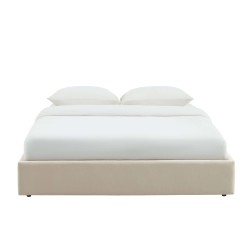 Lit coffre IVY 160x200 tissu beige sommier inclus