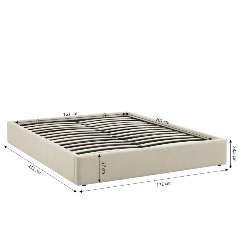 Lit coffre IVY 160x200 tissu beige sommier inclus