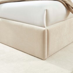 Lit coffre IVY 160x200 tissu beige sommier inclus