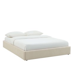 Lit coffre IVY 160x200 tissu beige sommier inclus