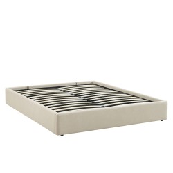 Lit coffre IVY 160x200 tissu beige sommier inclus