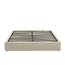 Lit coffre IVY 160x200 tissu beige sommier inclus
