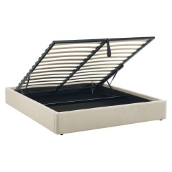 Lit coffre IVY 160x200 tissu beige sommier inclus