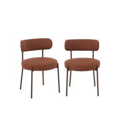 Lot de 2 chaises NOA tissu terracotta pied noyer