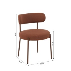 Lot de 2 chaises NOA tissu terracotta pied noyer