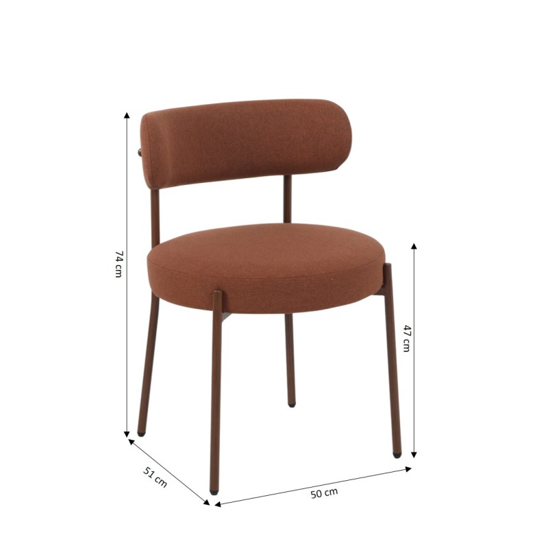 Lot de 2 chaises NOA tissu terracotta pied noyer