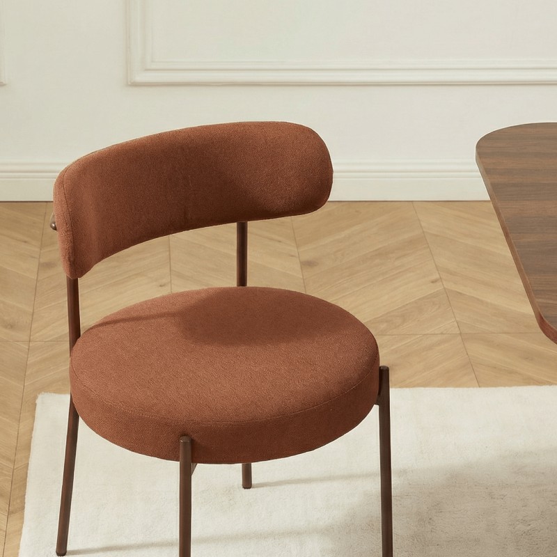 Lot de 2 chaises NOA tissu terracotta pied noyer
