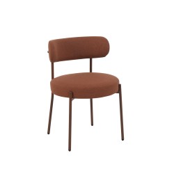 Lot de 2 chaises NOA tissu terracotta pied noyer