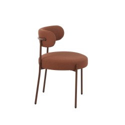 Lot de 2 chaises NOA tissu terracotta pied noyer
