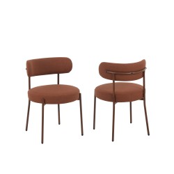 Lot de 2 chaises NOA tissu terracotta pied noyer