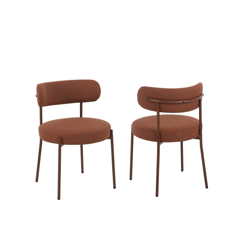 Lot de 2 chaises NOA tissu terracotta pied noyer