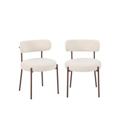 Lot de 2 chaises NOA tissu imprimé léopard écru pied noyer