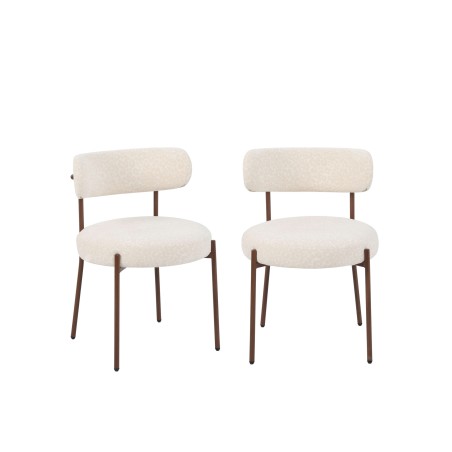 Lot de 2 chaises NOA tissu imprimé léopard écru pied noyer