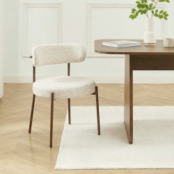 Lot de 2 chaises NOA tissu imprimé léopard écru pied noyer