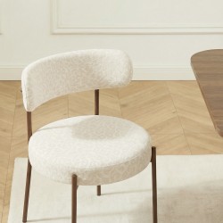 Lot de 2 chaises NOA tissu imprimé léopard écru pied noyer