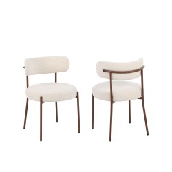 Lot de 2 chaises NOA tissu imprimé léopard écru pied noyer
